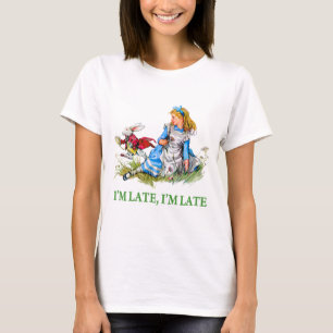 Weißes Kaninchen eilt an Alice vorbei, "Ich bin sp T-Shirt