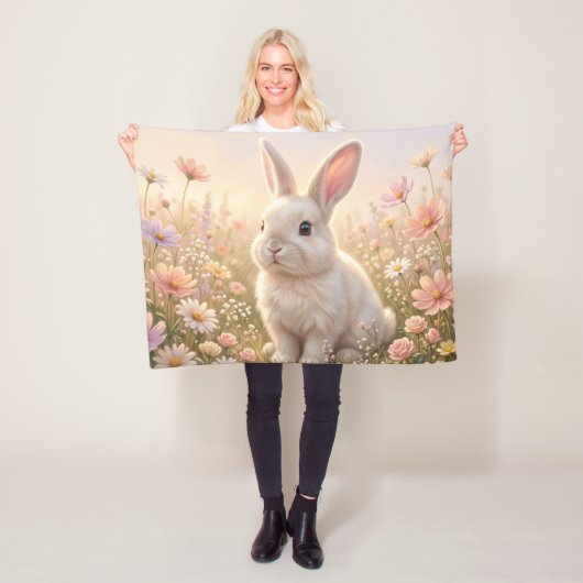Weißes Kaninchen Fleecedecke (Beispiel)