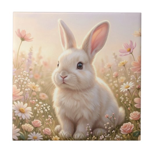 Weißes Kaninchen Fliese (Vorderseite)