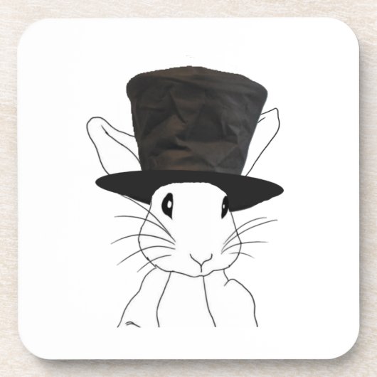 Weißes Kaninchen Getränkeuntersetzer (Vorderseite)