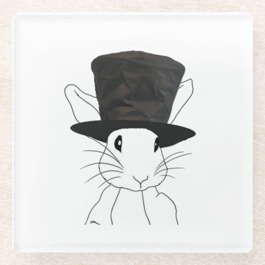 Weißes Kaninchen Glasuntersetzer (Vorderseite)