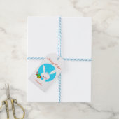 Weißes Kaninchen glücklich Ostern Geschenkanhänger (Mit Garn)