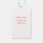 Weißes Kaninchen glücklich Ostern Geschenkanhänger (Rückseite)