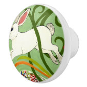 Weißes Kaninchen Grüne Art Deco Weinkeller Schubla Keramikknauf (Rechts)