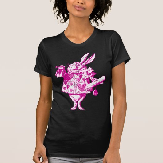 Weißes Kaninchen Herald in rosa T-Shirt (Vorderseite)