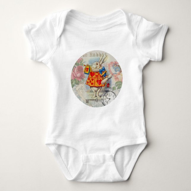 Weißes Kaninchen Herz Alice Classic Baby Strampler (Vorderseite)