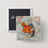 Weißes Kaninchen Herz Alice Classic Button (Vorne & Hinten)