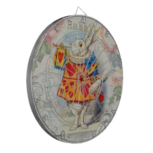 Weißes Kaninchen Herz Alice Classic Dartscheibe (Vorderseite Links)