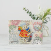 Weißes Kaninchen Herz Alice Classic Einladung (Stehend Vorderseite)