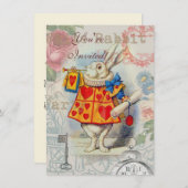 Weißes Kaninchen Herz Alice Classic Einladung (Vorne/Hinten)