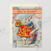 Weißes Kaninchen Herz Alice Classic Einladung (Vorne/Hinten)