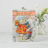 Weißes Kaninchen Herz Alice Classic Einladung (Stehend Vorderseite)
