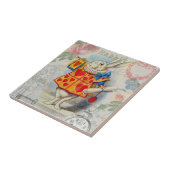 Weißes Kaninchen Herz Alice Classic Fliese (Seite)