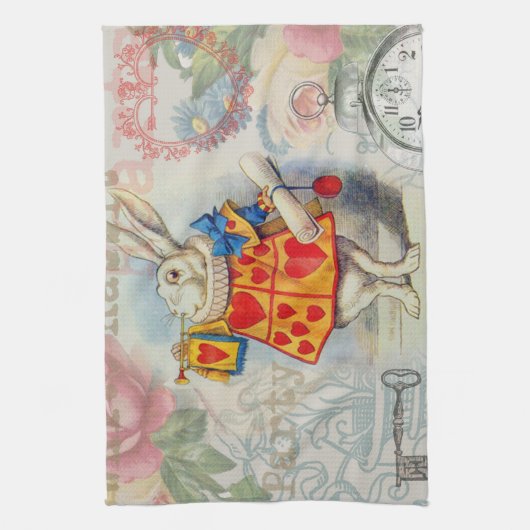 Weißes Kaninchen Herz Alice Classic Geschirrtuch (Vertikal)