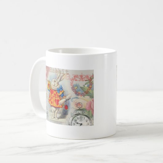 Weißes Kaninchen Herz Alice Classic Kaffeetasse (Vorderseite Links)