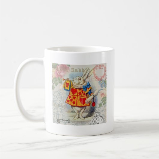 Weißes Kaninchen Herz Alice Classic Kaffeetasse (Links)