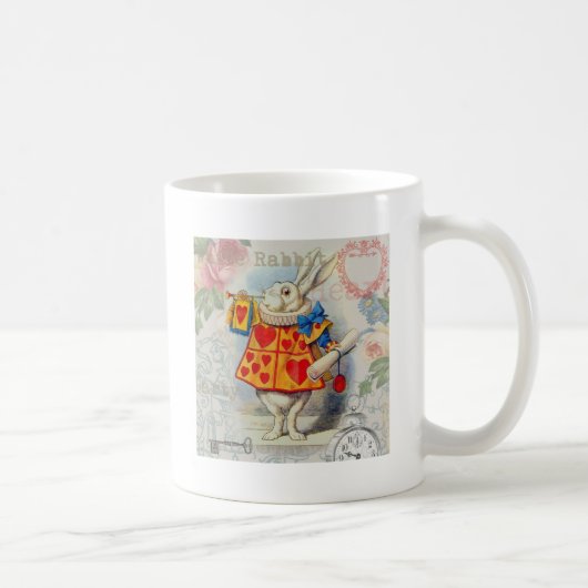 Weißes Kaninchen Herz Alice Classic Kaffeetasse (Rechts)