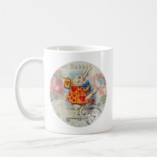 Weißes Kaninchen Herz Alice Classic Kaffeetasse (Links)