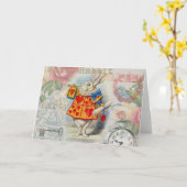 Weißes Kaninchen Herz Alice Classic Karte (Gelbe Blume)