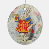 Weißes Kaninchen Herz Alice Classic Keramikornament (Links)