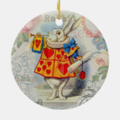 Weißes Kaninchen Herz Alice Classic Keramikornament (Hinten)