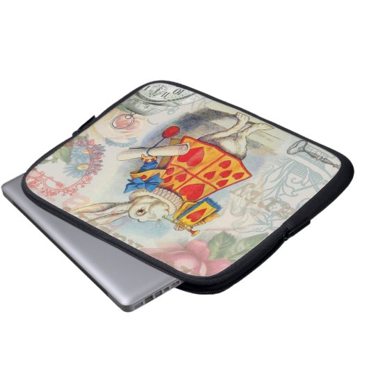 Weißes Kaninchen Herz Alice Classic Laptopschutzhülle (Vorne Knopf)