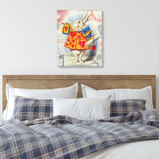 Weißes Kaninchen Herz Alice Classic Leinwanddruck (Insitu (Schlafzimmer))