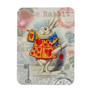 Weißes Kaninchen Herz Alice Classic Magnet