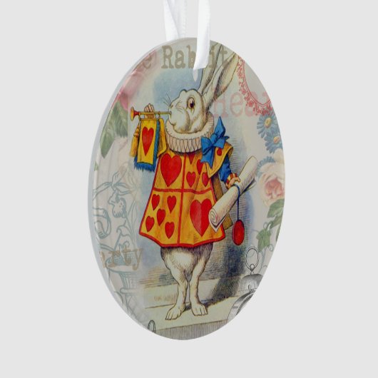 Weißes Kaninchen Herz Alice Classic Ornament (Vorderseite)