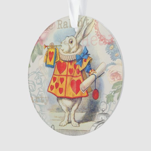 Weißes Kaninchen Herz Alice Classic Ornament (Vorderseite)