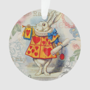 Weißes Kaninchen Herz Alice Classic Ornament