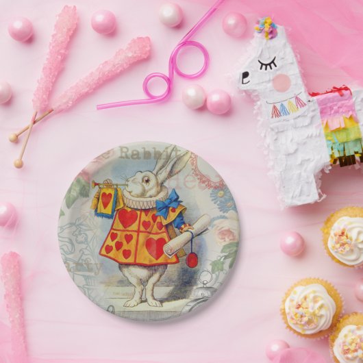 Weißes Kaninchen Herz Alice Classic Pappteller (Party)