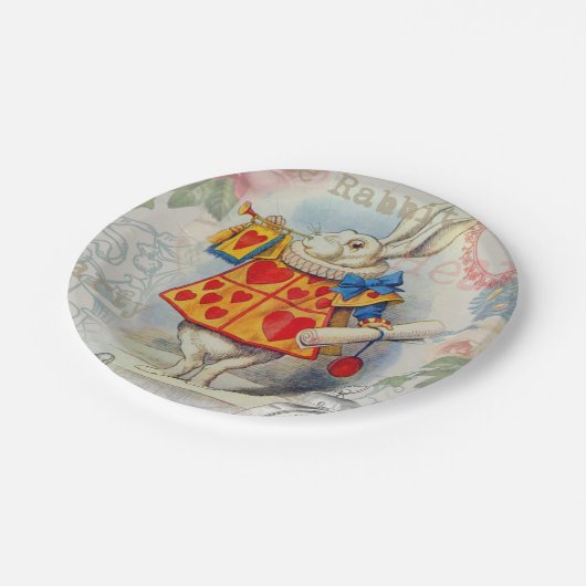 Weißes Kaninchen Herz Alice Classic Pappteller (Schrägansicht)