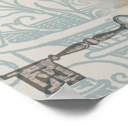 Weißes Kaninchen Herz Alice Classic Poster (Ecke)