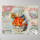Weißes Kaninchen Herz Alice Classic Poster (Vorne)