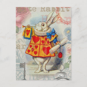 Weißes Kaninchen Herz Alice Classic Postkarte