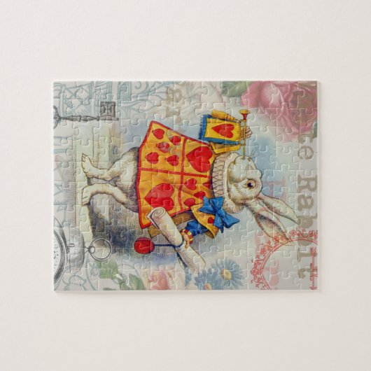 Weißes Kaninchen Herz Alice Classic Puzzle (Horizontal)