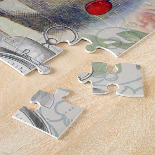 Weißes Kaninchen Herz Alice Classic Puzzle (Seite)