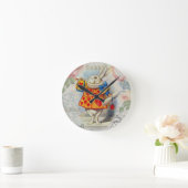 Weißes Kaninchen Herz Alice Classic Runde Wanduhr (Zuhause)