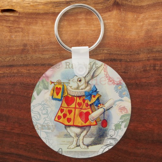 Weißes Kaninchen Herz Alice Classic Schlüsselanhänger (Vorderseite)