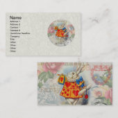 Weißes Kaninchen Herz Alice Classic Visitenkarte (Vorne/Hinten)