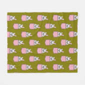 Weißes Kaninchen im rosa Taschenmuster Fleecedecke (Vorderseite (Horizontal))