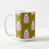 Weißes Kaninchen im rosa Taschenmuster Kaffeetasse (Links)