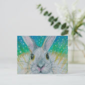 Weißes Kaninchen im Schnee! Postkarte (Stehend Vorderseite)
