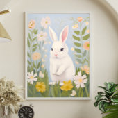 Weißes Kaninchen in Frühlingsblumen Poster