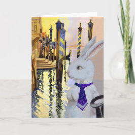 Weißes Kaninchen in Venedig, Italien - Anthropomor Feiertagskarte