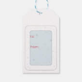 Weißes Kaninchen in Weihnachtsmannmütze Geschenkanhänger (Rückseite)