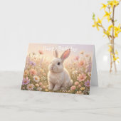 Weißes Kaninchen Karte (Gelbe Blume)