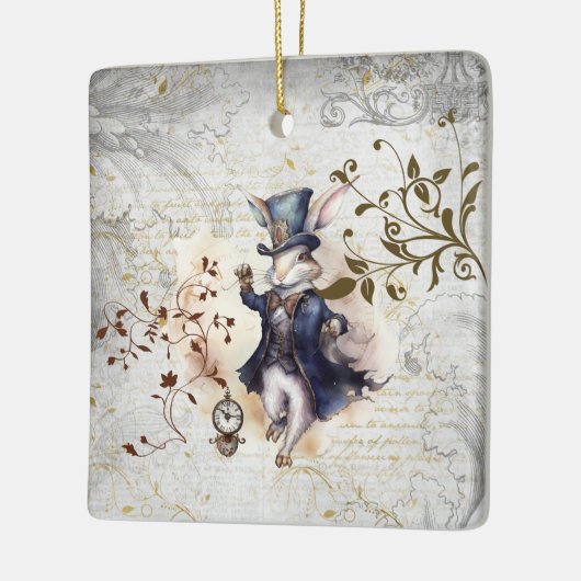 Weißes Kaninchen Keramikornament (Links)