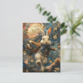 Weißes Kaninchen läuft spät Postkarte (Stehend Vorderseite)